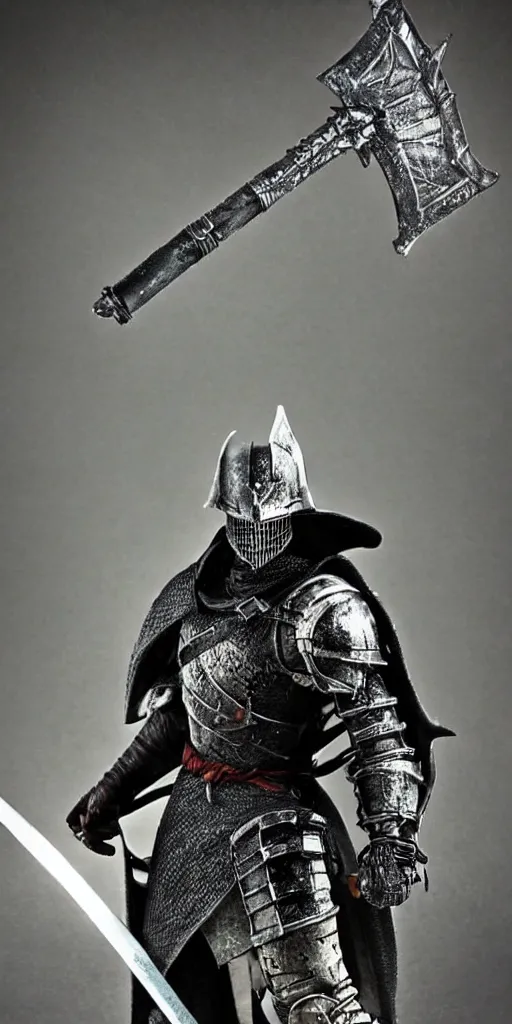 Prompt: dark souls knight posing after battle
