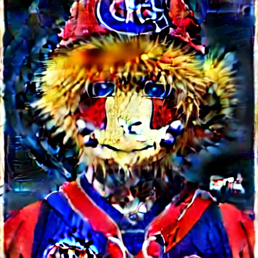 Image similar to anime Portrait of Youppi the Habs Montreal Canadiens Mascot as a very cute powerful and friendly pokemon, highly detailed anime, high evolution, 1990s, legendary, smooth, sharp focus, dynamic lighting, intricate, trending on ArtStation, illustration pokemon, art by WLOP