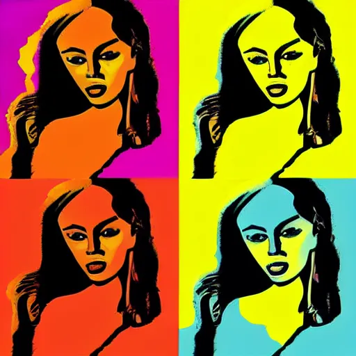 Image similar to rainbow tyra banks. pop art