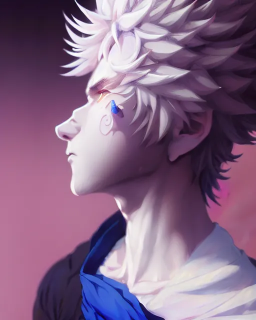 Prompt: extremely attractive soft feminine male jester anime character screenshot, nagito komaeda, anime, intricate, sharp focus, illustration, highly detailed, digital painting, cell shaded, concept art, matte, male art by ilya kuvshinov and kyoto animation and wlop, ruan jia and greg rutkowski, studio quality, masterpiece