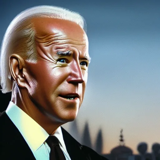 Image similar to film still of joe biden in the movie nightmare before christmas, cinematic lighting