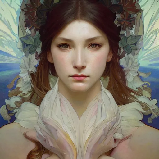 Image similar to a beautiful painting of a beautiful angel by ross tran!! and alphonse mucha and greg rutkowski! and gustav dore! and artgerm!!, in style of digital art illustration. symmetry. highly detailed face. fantasy, smooth, hyper detailed, sharp focus, soft light. trending on artstation. 4 k