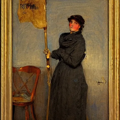 Prompt: worker protecting an actressby alfred stevens