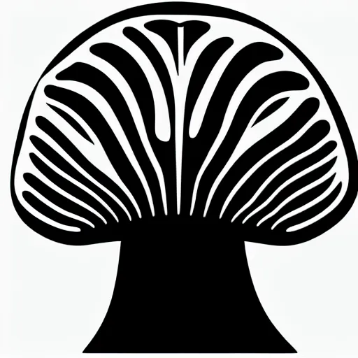 Image similar to flat single tone black vector silhouette of a mushroom, pure white background, 4 k resolution