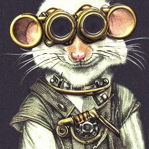 Prompt: a rat with steampunk googles, from Kenshin