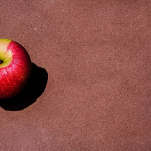 Image similar to an apple made of goat leather, close up, award winning digital photography