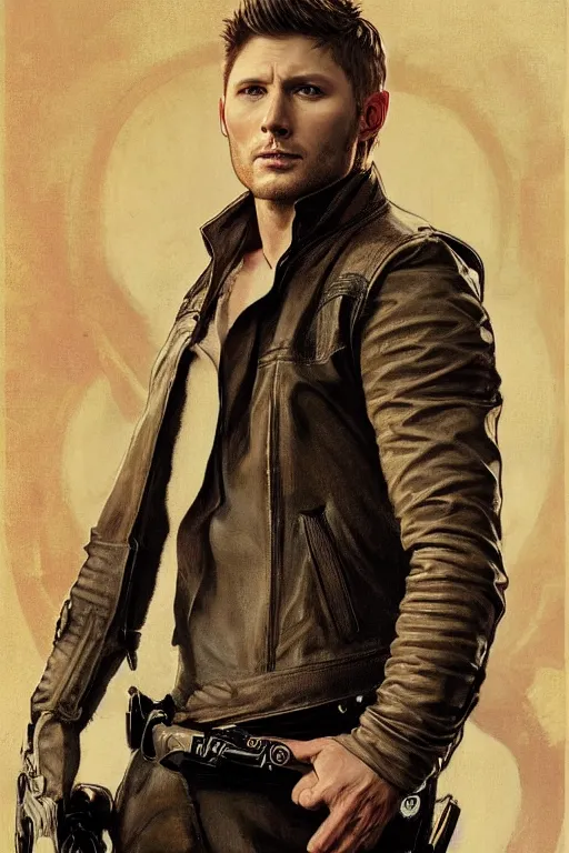 Image similar to a detailed matte portrait of an jensen ackles dressed as has solo, masterpiece, 8 k, art by alphonse mucha and greg rutkowski