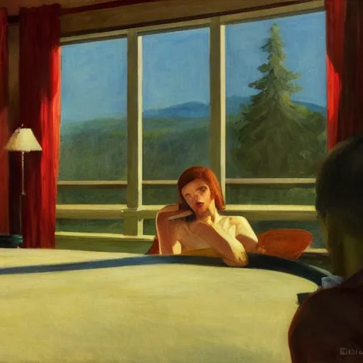 Image similar to The Last of Us, by Edward Hopper, extremely detailed,