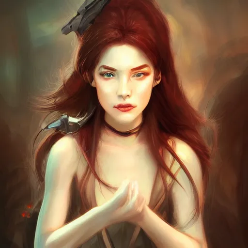 Prompt: fantasy character art portrait of a young woman, digital painting, tronie, defined eyes, trending on artstation, digital art, illustration, sharp focus