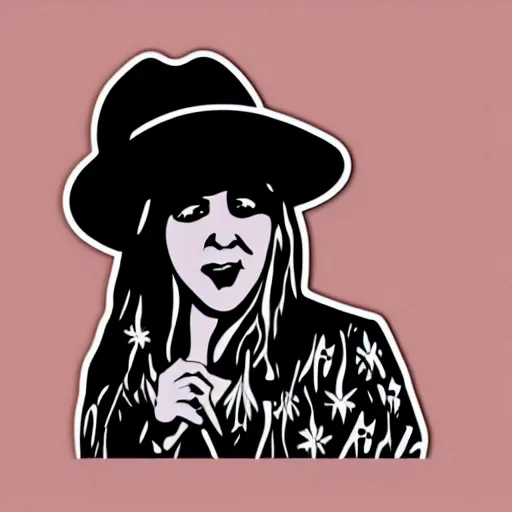 Image similar to stevie nicks playing guitar and singing, sticker - art, svg vector, adobe - illustrator