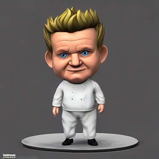 Prompt: plastic miniature cute little figurine of gordon ramsay, heroclix, blender, 8 k, octane render, unreal engine, redshift render, trending on artstation, highly detailed