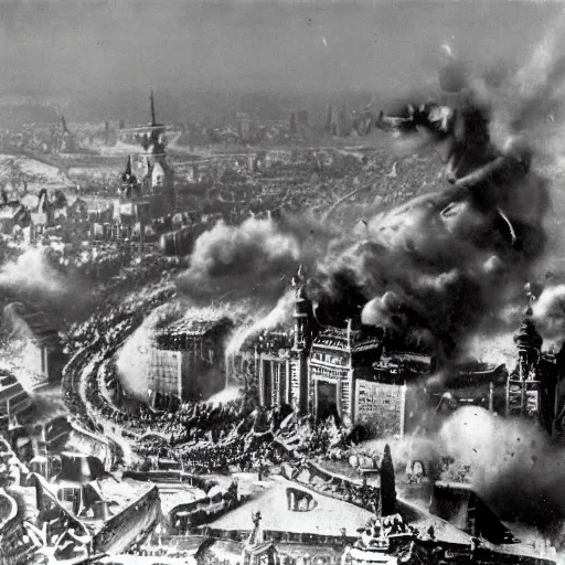 Image similar to Dragon invasion of Moscow, Russia, 1940