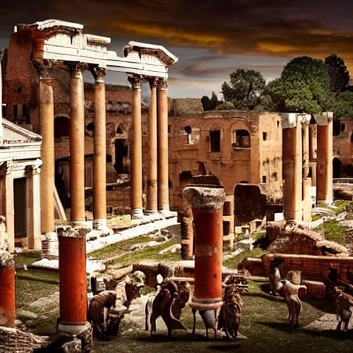 Image similar to Beautiful Promotional Photograph of ancient Roman McDonalds, McDonalds in ancient Rome, wideshot,longshot,fullshot.