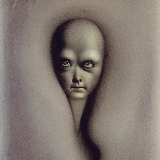 Prompt: in a dark bedroom sits an uncanny lonely ominous porcelain doll with cracks along it's face, by junji ito gerald brom by henry fuseli by zdzisław beksinski