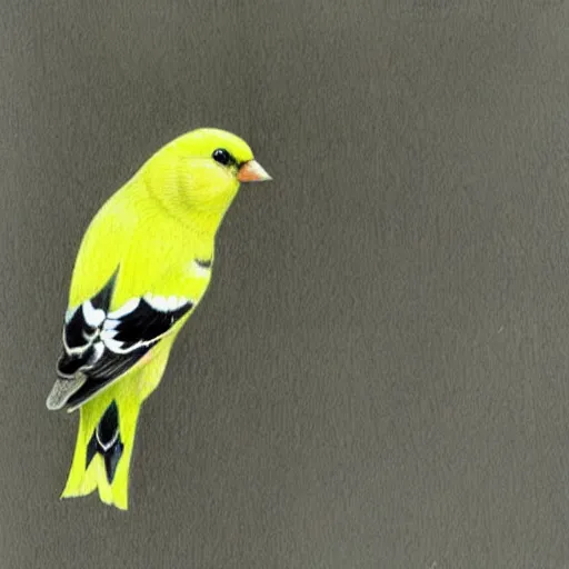 Prompt: color pencil drawing of an american goldfinch