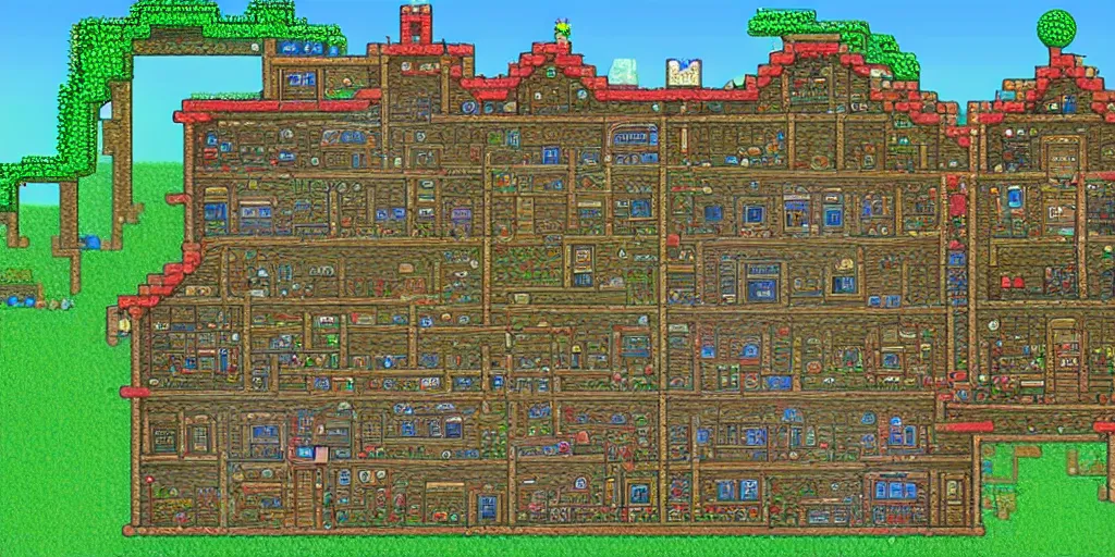 Prompt: My Terraria house, 4k, 8k, photorealistic imagery