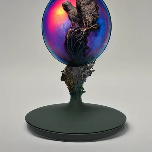 Image similar to iridescent spring soft stream height osprey tambourine vase holder , by Karol Bak and Beksinski and Zdzisław Beksiński , NFT , pixel perfect , cyberpunk