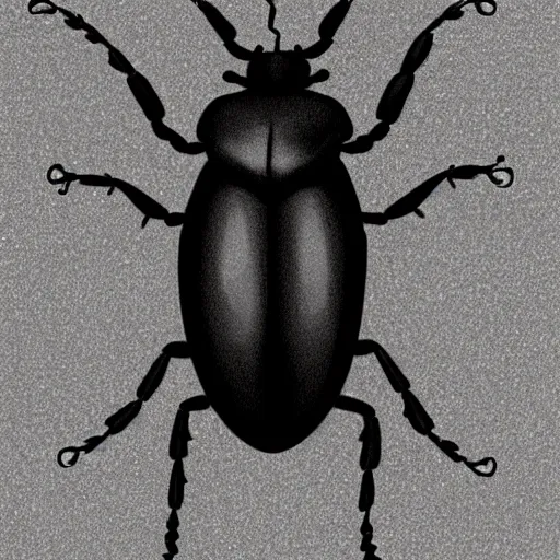 Prompt: beetle, black and white, botanical illustration