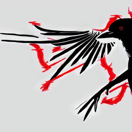 Prompt: illustration of a raven with red lines inspired by infamous second son bad karma, perfect