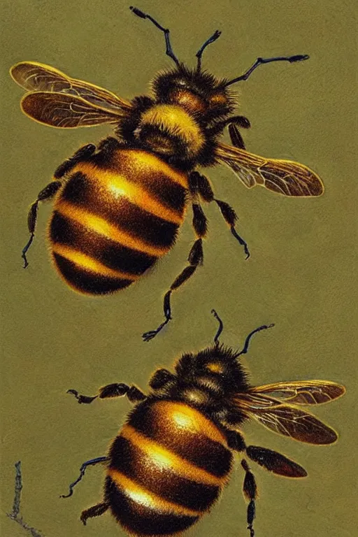 Image similar to artwork by john howe of a fungal killer bee