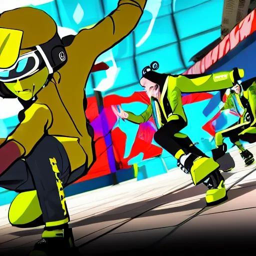 Image similar to jet set radio sequel screenshot, ps 5, cel - shading, unreal engine 5, 2 0 2 2