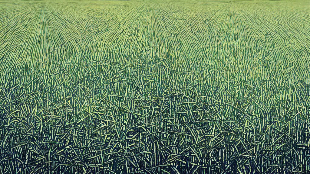 Prompt: sugar cane field, okinawa japan, a collage painting, in the style of wes anderson, lola dupre, david hockney, isolated on negative white space background dark monochrome neon fluorescent spraypaint accents volumetric octane render