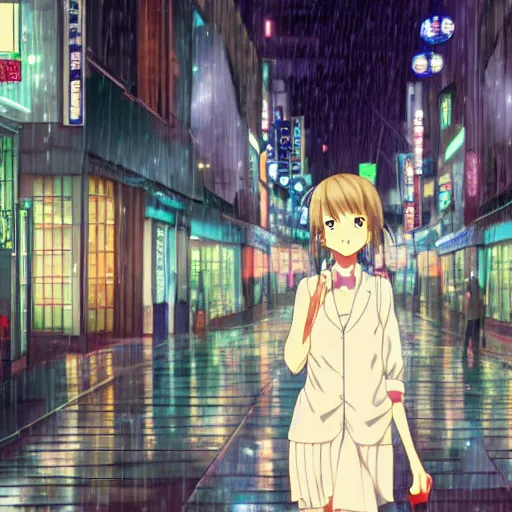 A girl walking on the seaside, anime style - AI Generated Artwork -  NightCafe Creator
