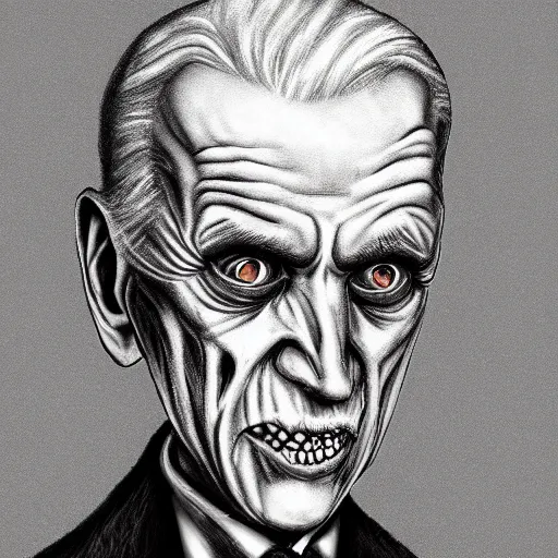 Image similar to michael karcz grunge drawing of joe biden. , in the style of corpse bride, loony toons style, horror themed, detailed, elegant, intricate, trending on artstation, 4k