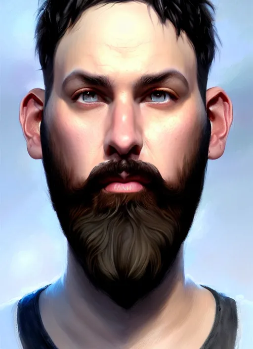 Image similar to a _ fantasy _ style _ portrait _ painting _ of white male short black hair chubby disconnected beard round face, rpg dnd oil _ painting _ unreal _ 5 _ daz. _ rpg _ portrait _ extremely _ detailed _ artgerm _ greg _ rutkowski _ greg