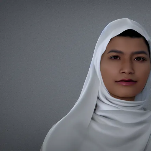 Image similar to a nepali wearing a white shawl, sad, tears, octane render