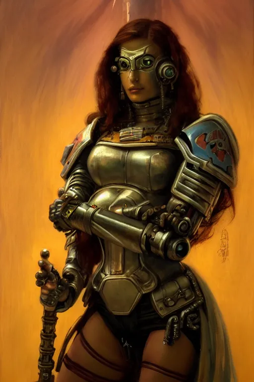 Prompt: character portrait cyberpunk starcraft terran warhammer 4 0 k space marine tech priest warrior princess ( ( ( ( ( ( ( ( totally definitely not negative no not mona lisa inspired ) ) ) ) ) ) ), character design, painting by gaston bussiere, katsuya terada, frank frazetta, tom of finland, trending on artstation