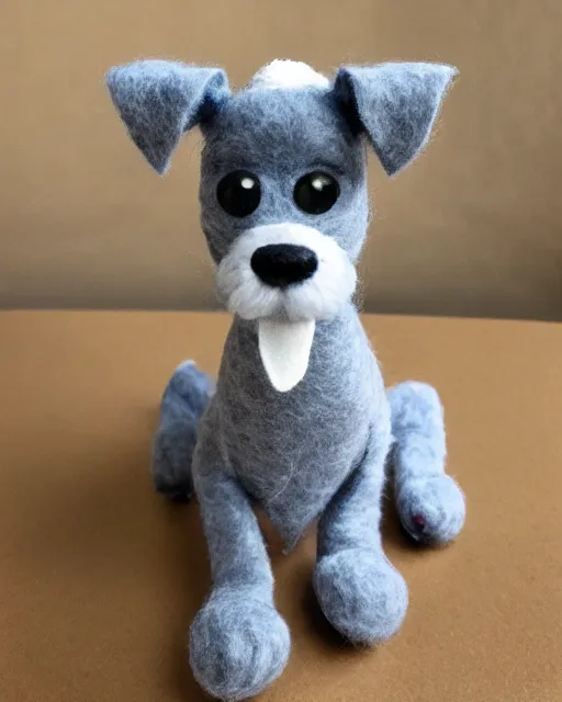 Prompt: a gray schnauzer dog as a muppet. highly detailed felt. hyper real photo. 4 k.