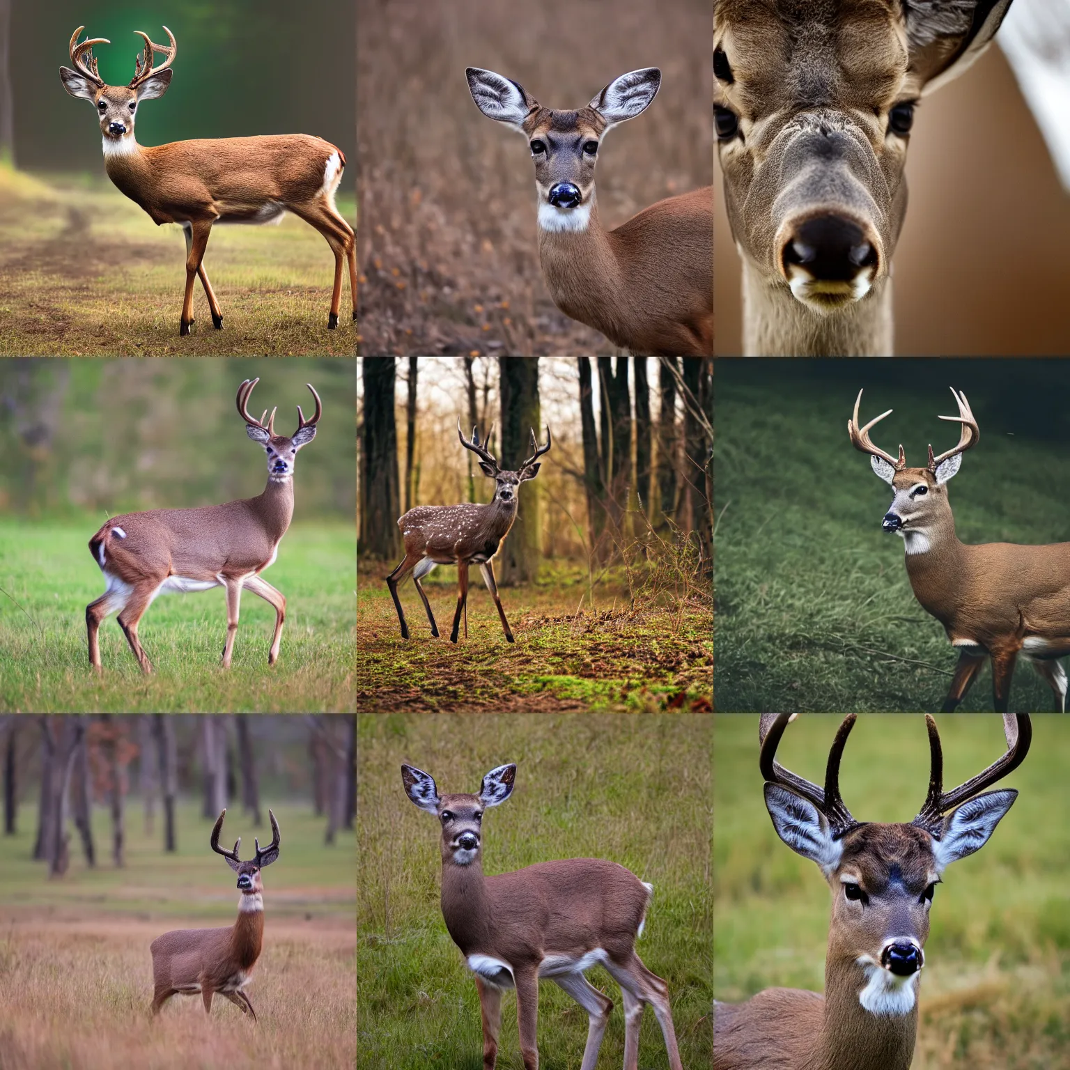 Prompt: wildlife photography of a deer wearing headphones, removed antlers, dslr, telephoto, 1 0 0 mm, 4 k