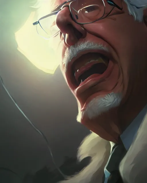 Image similar to bernie sanders as a league of legends champion, medium shot close up, details, sharp focus, illustration, by jordan grimmer and greg rutkowski, trending artstation, digital art