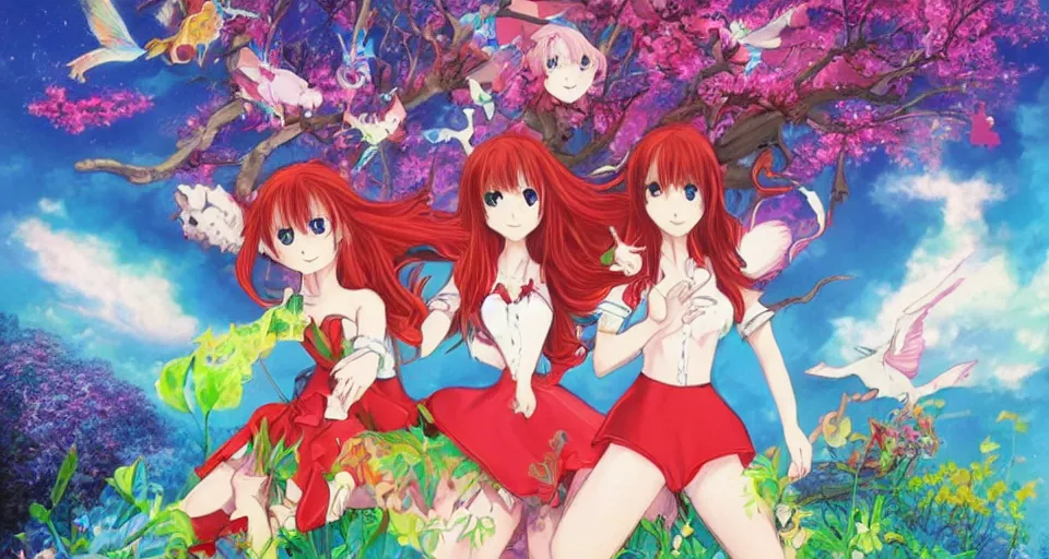 Image similar to Enchanted and magic forest, by Gainax Co,