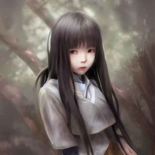 Image similar to ultra-detailed, amazing details, grayish palette, HD semirealistic anime CG concept art digital painting of a Japanese schoolgirl, by a Chinese artist at ArtStation, by Huang Guangjian, Fenghua Zhong, Ruan Jia, Xin Jin and Wei Chang. Realistic artwork of a Chinese videogame, gentle an harmonic colors.