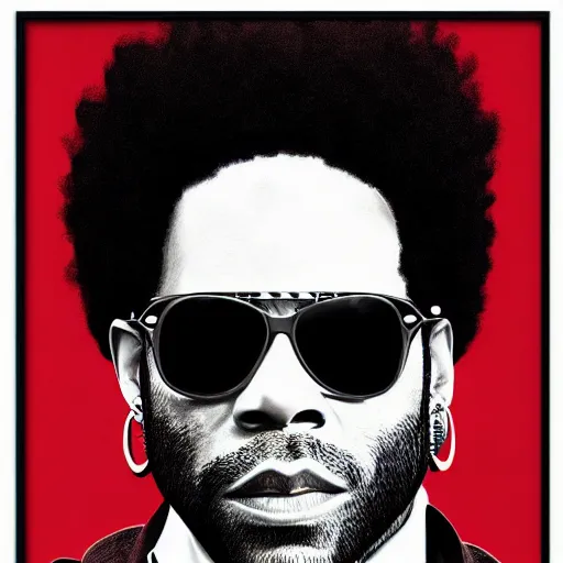 Image similar to lenny kravitz as men in black agent, detailed 8 k photorealistic portrait, imdb poster style