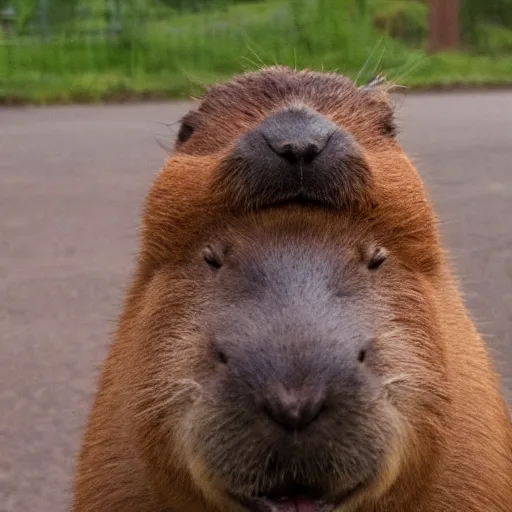 Prompt: a capybara riding a roller coaster