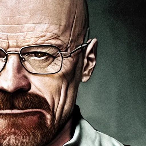 Image similar to walter white as a werewolf, film still, high detail