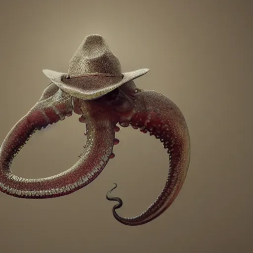 Prompt: hyperrealistic dslr film still of amorphous cephalopod wearing a cowboy hat, stunning 8 k octane comprehensive 3 d render, inspired by istvan sandorfi & greg rutkowski & unreal engine, perfect symmetry, dim volumetric cinematic lighting, extremely hyper - detailed, extremely lifelike attributes & lifelike texture, intricate, masterpiece, artstation, stunning