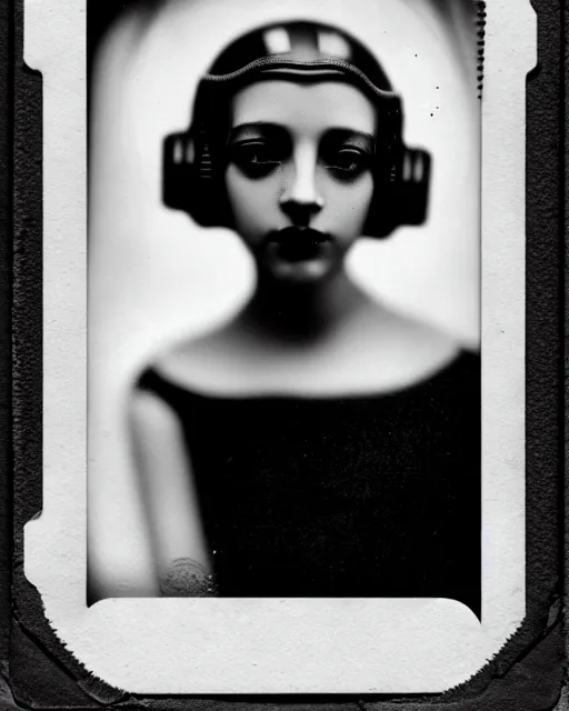 Image similar to [ [ [ tintype ] ] ] black and white dreamy young beautiful female artificial intelligence, metropolis, cinematic, rim light, bokeh, photo - realistic, elegant, high detail, 8 k, masterpiece, photo taken in 1 9 3 0