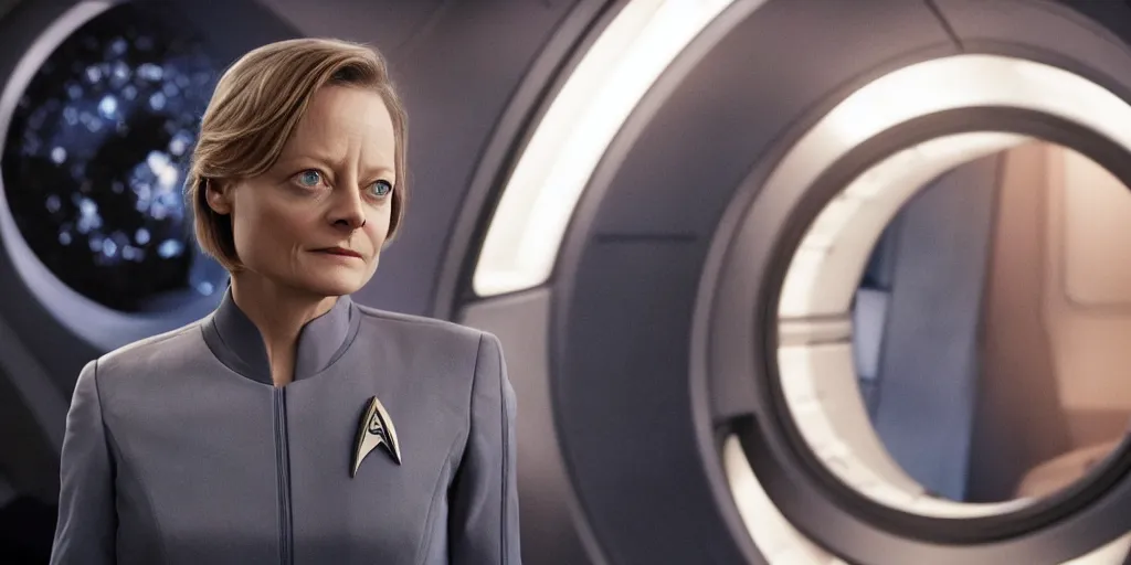 Prompt: Jodie Foster is the captain of the starship Enterprise in the new Star Trek movie