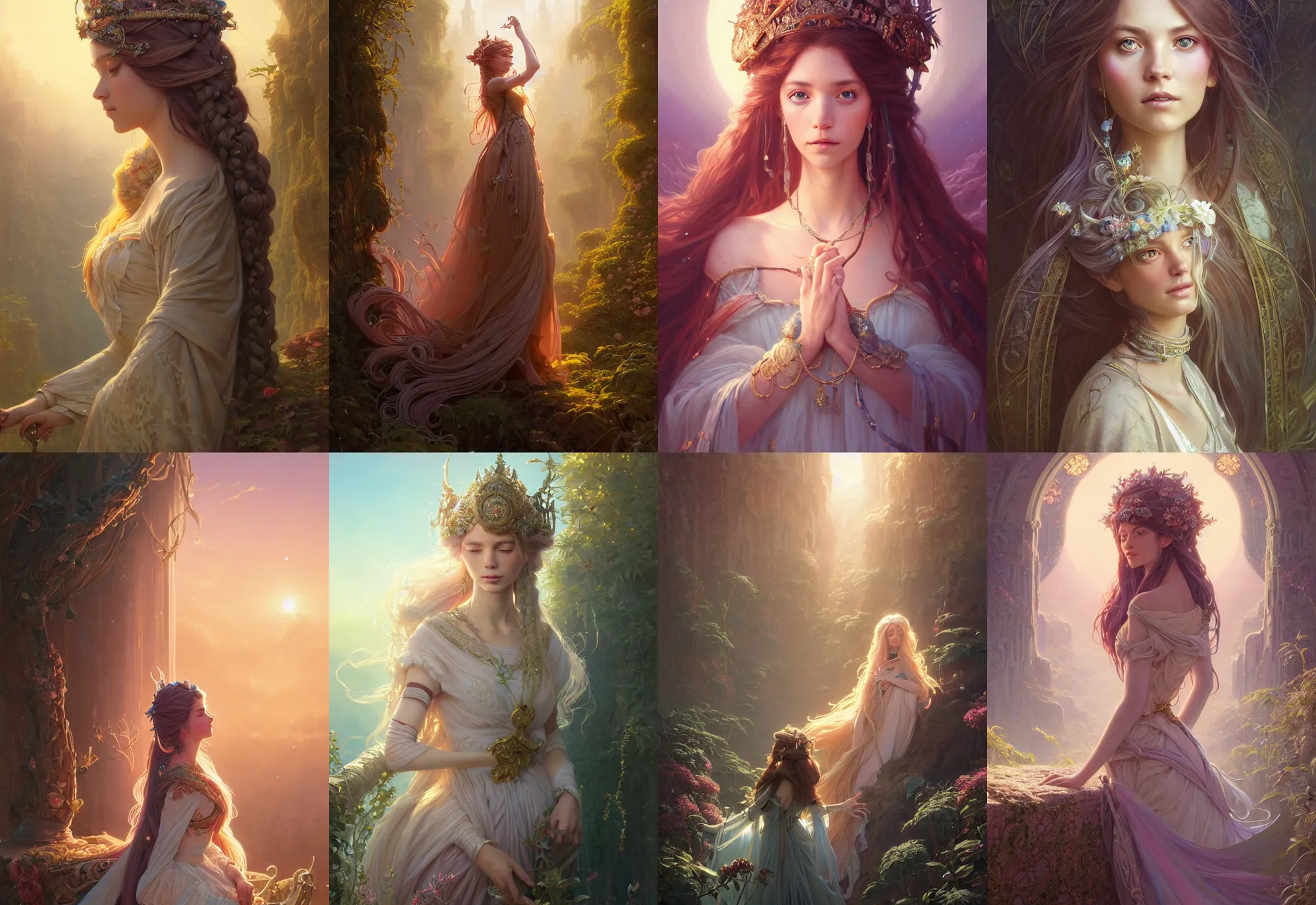 Prompt: highly detailed portrait of a princess with long hairs, stephen bliss, unreal engine, fantasy art by greg rutkowski, loish, rhads, ferdinand knab, makoto shinkai and lois van baarle, ilya kuvshinov, rossdraws, tom bagshaw, alphonse mucha, global illumination, radiant light, detailed and intricate environment