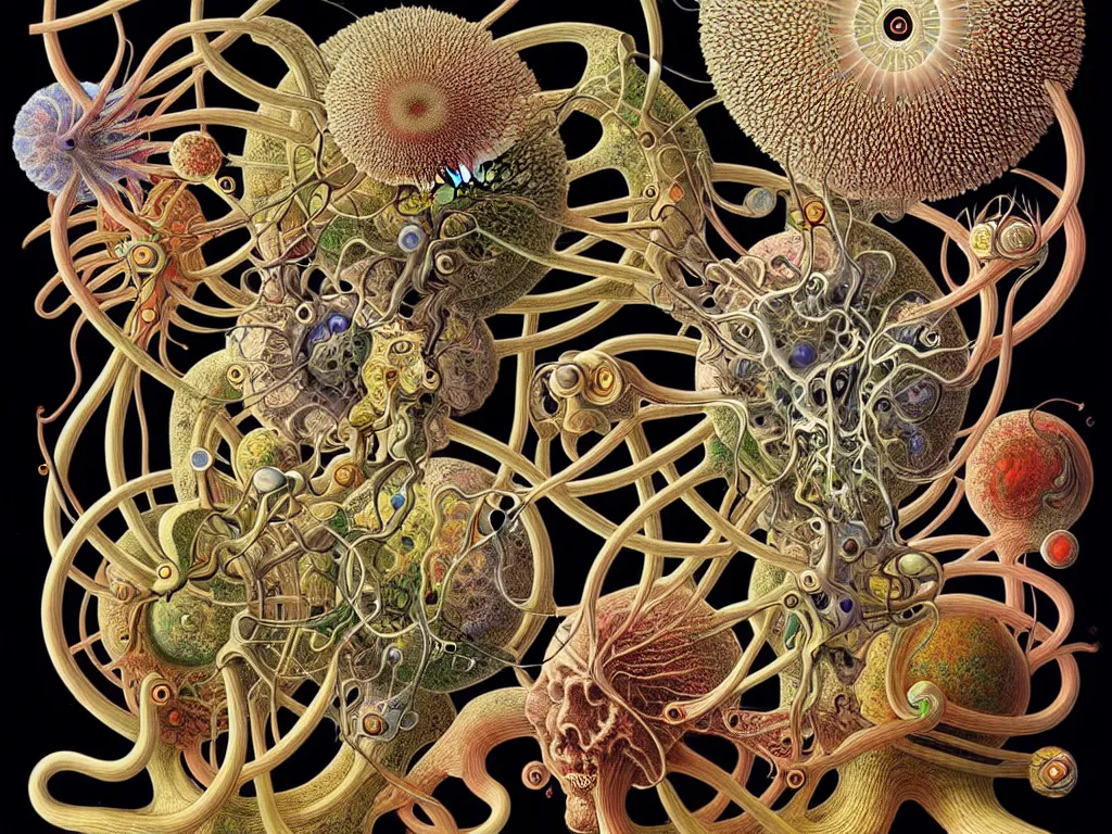 Image similar to neo surrealism, art by ernst haeckel and daniel martin diaz