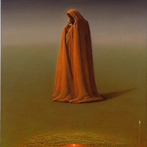 Image similar to god talking to his creation by zdzislaw beksinski