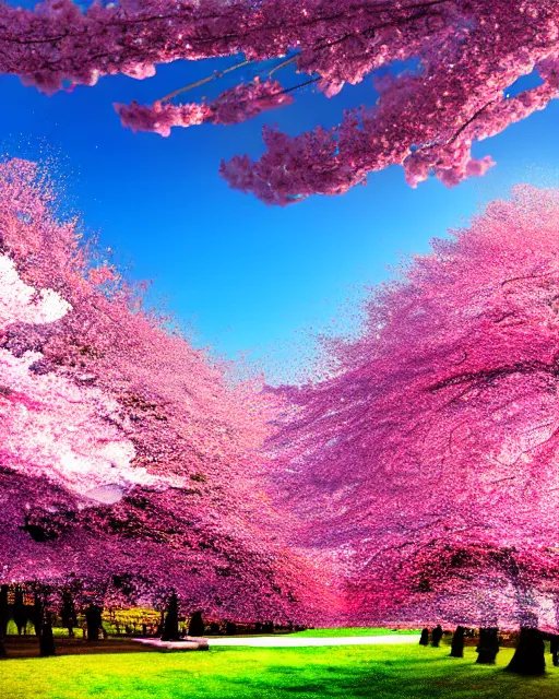 Image similar to highly stylized matte painting of cherry blossoms melting! goo robert steven connett hard daylight 8k high angle shallow depth of field