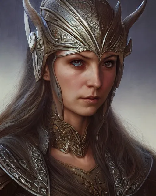 Prompt: female elven warrior portrait | highly detailed | very intricate | symmetrical | cinematic lighting | award - winning | closeup portrait | painted by donato giancola and mandy jurgens and charlie bowater | featured on artstation