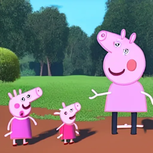 Image similar to peppa pig, 3D model, unreal engine, cinematic,