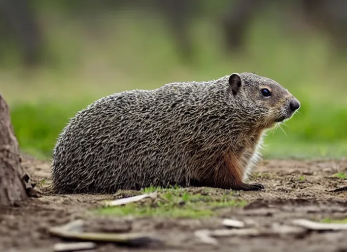 Image similar to a groundhog eating wood