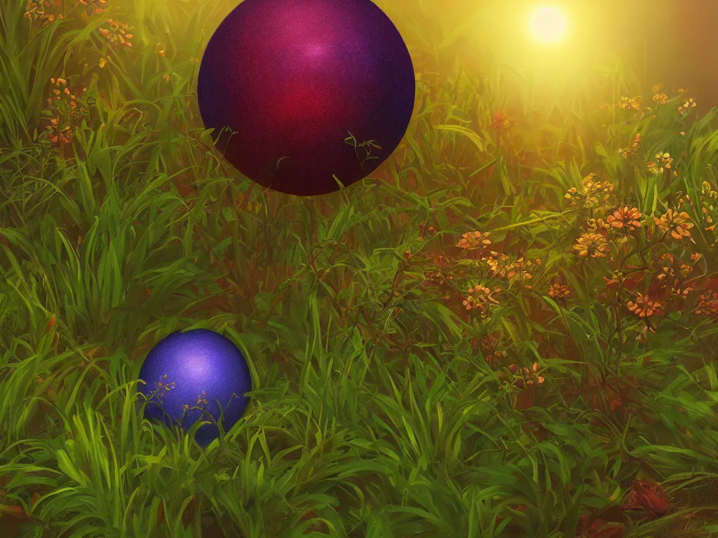 Image similar to sunlight study, kauai wildflower undergrowth within the orb, art nouveau, by rachel ruysch and martin johnson heade and ( ( ( ( ( lisa frank ) ) ) ) ), 8 k, sharp focus, octane render